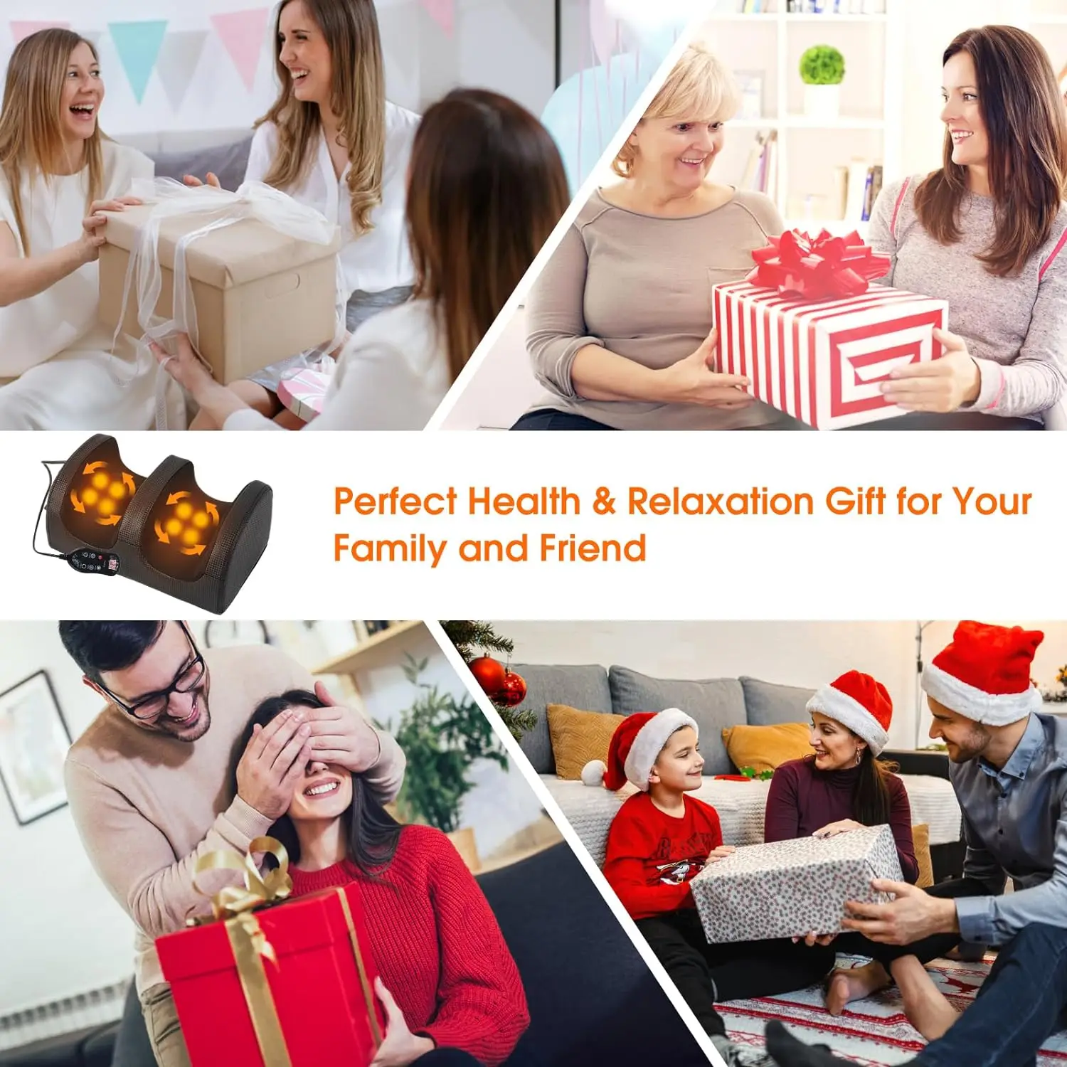 Electrically Heating Foot Massager Deep Kneading Compression Muscles Relax Home Office Use Winter Warmer Health Care Gift Unisex