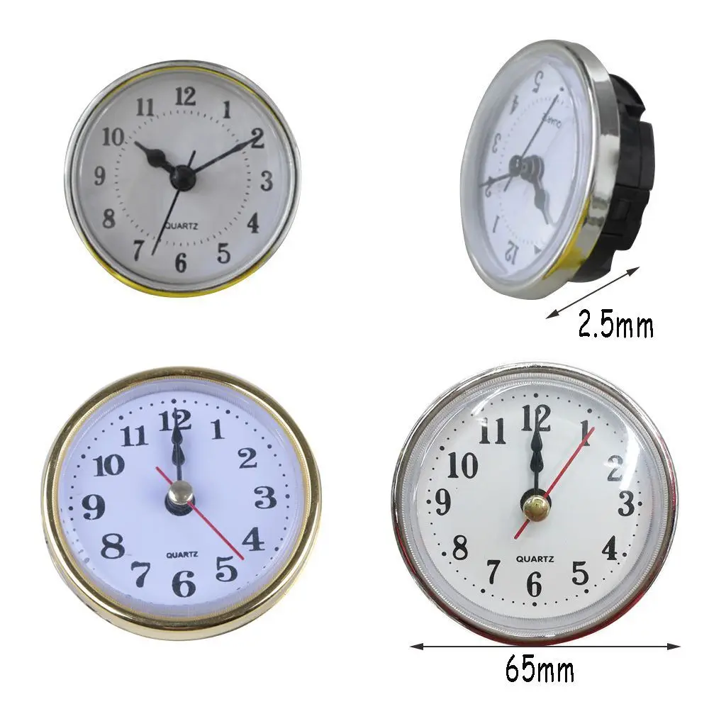 Classical 2-1/2" (65mm) Clock Quartz Movement Insert Roman Numeral White Face silver Trim DIY Clock Accessories