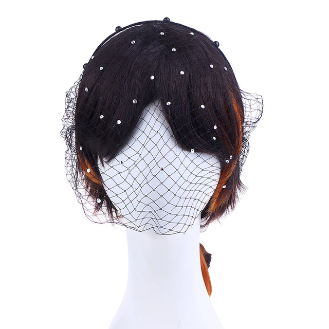 Black White Headband Veils For Bridal Charming Veil For Wedding Fascinator Birdcage Veil On The Face Mini Veil 2