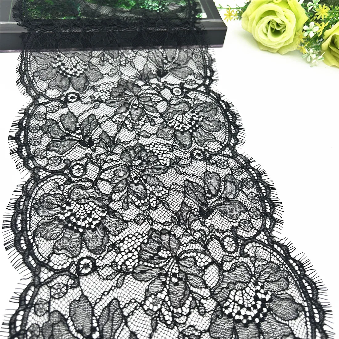 3y/Lot Width 8 1/2 inch 21.50cm Black Eyelash Underwear Lace Trim Lingerie Sewing Craft DIY Apparel Fabric Bra Lace Non-Elastic 1