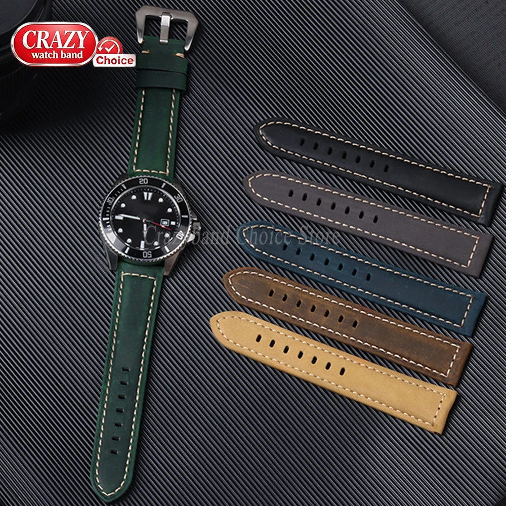 Calfskin Leather Sport Watch Band - Crazy Horse Finish, Universal Fit