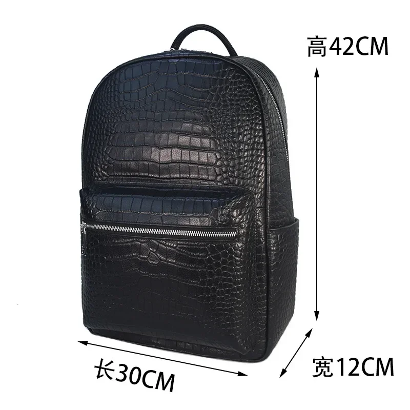 New Brand alligator Genuine Leather Men Backpacks Real Natural Leather Student Backpack Boy Luxury Business Laptop School Bag 6