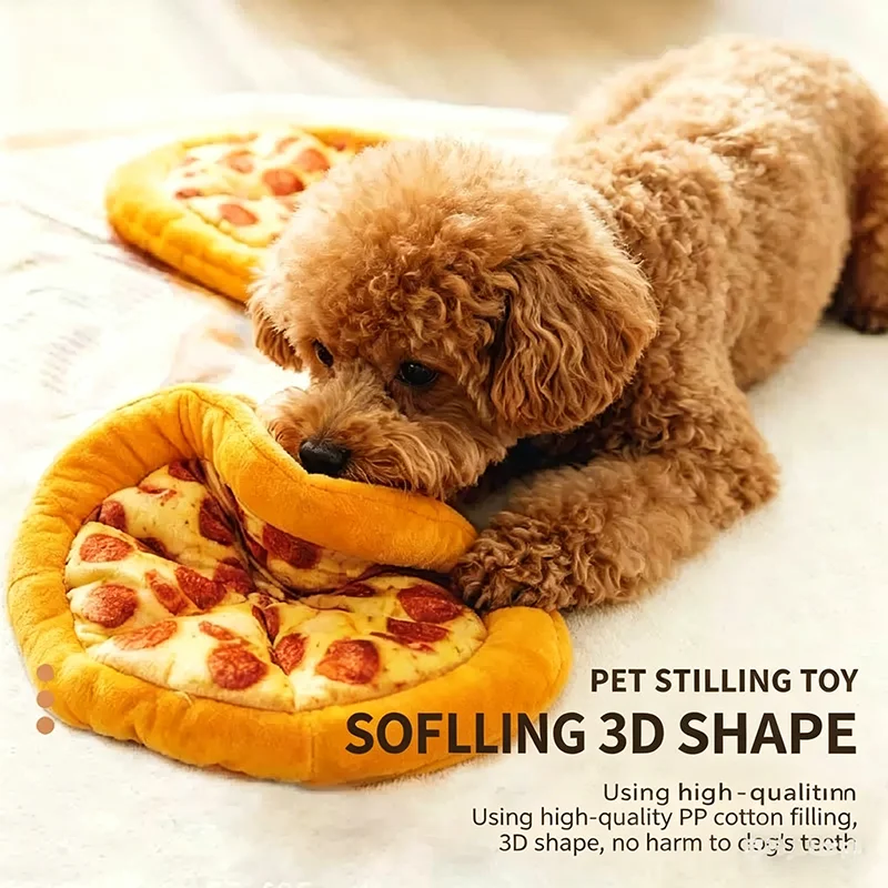 Eco-Friendly Durable Plush Pizza Pet Toy with BB Sound - Cute Interactive Chew and Teeth Training
