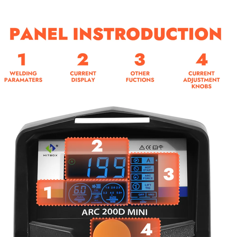 HITBOX 2 in 1 Welding Machine ARC MMA LIFT TIG MINI IGBT Inverter LED Digital Display Protable Home Welder 220V 10-200A ARC200D 2