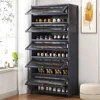Shoe Cabinet, 10 Tiers 40-45 Pairs Heavy Duty Bamboo Freestanding Shoe Storage Cabinet, 67.7'' Tall Shoe Rack with Open Storage 6