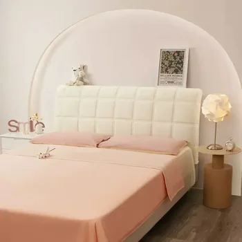 격자 무늬 두꺼운 침대 헤드보드 커버, 부드럽고 따뜻한 겨울 올 인클루시브 럭셔리 침실 침대 헤드 먼지 보호대, 범용 침대 뒷면 커버