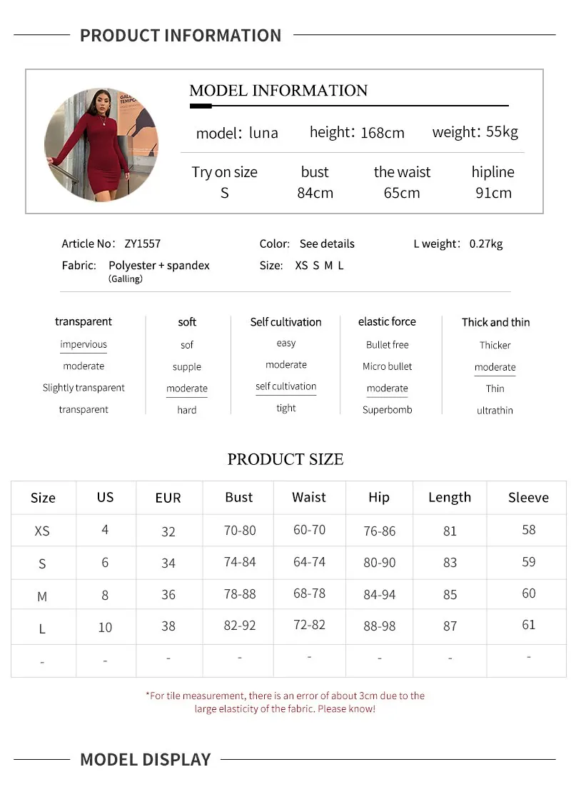 S7261ec8123714669a07d2c1df933e112f Long Sleeve Slim Bodycon Mini Dress Women Turtleneck Pleated Party Ruched Short Evening Club Outfit Solid Color Mallzona