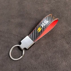 Carbon Fibre Car Key Ring Keychain - Stylish Automotive Accessory (Red)
