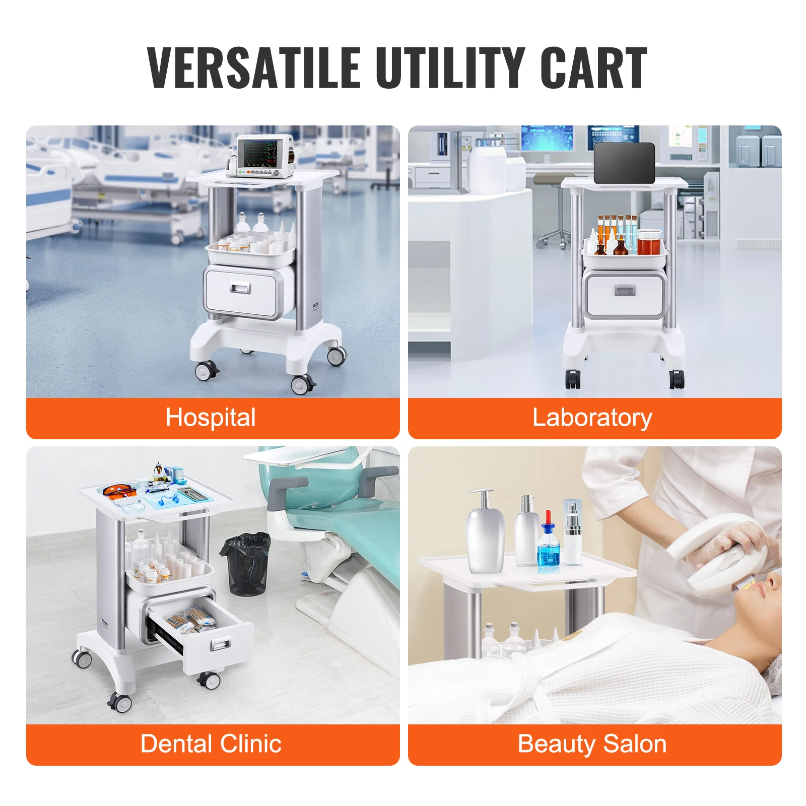 ABS Mobile Lab Utility Cart for Clinic Hospital Salon