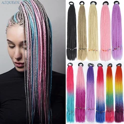 Synthetic braided ponytail wig with rubber band hair ring braided ponytail