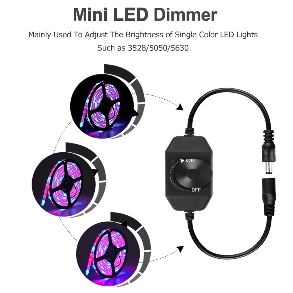 Touch Knob Button Switch Dimmer Brightness Adjust for 3528 5050 5630 COB LED Strip Light DC 12V 24V USB 5V Stepless Dimming