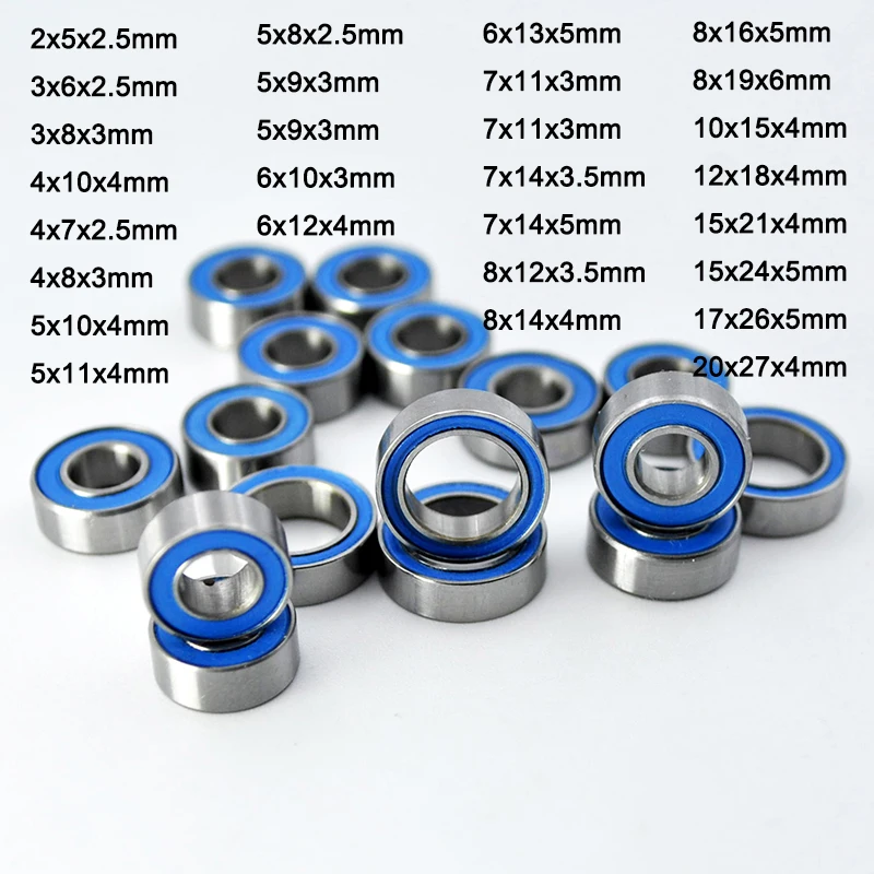 4pcs Rubber Sealed Miniature ball Bearings 2x6x3 5x10x4 5x8x2.5 4x10x4 5x10x4 5x11x4 6x12x4 12x18x4mm RC Car Toy Bearing Kit