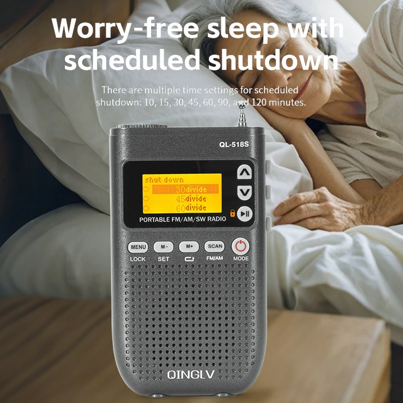 Mini Portable FM AM SW Radio Wireless Bluetooth Digital Radios Speaker LED Flashlight Sleep Timer Radio Support TF Card Lyrics