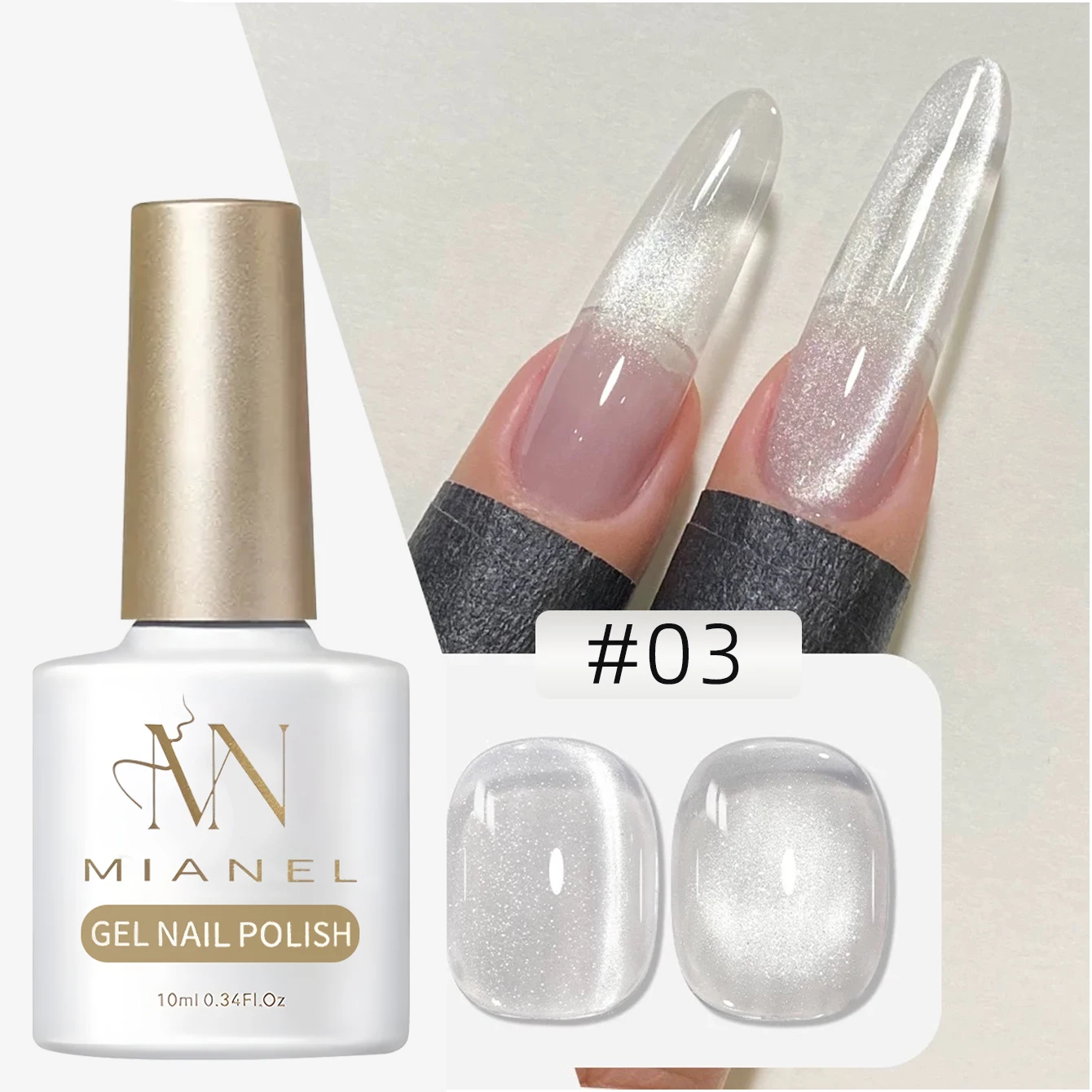 MIANEL 10ML 1-9 Stück Eis-Transparenter Weißer Wasser-Katzenaugen Magnetischer Gel-Nagellack Universeller Weißer Nagellack Nagelzubehör – Detail 13