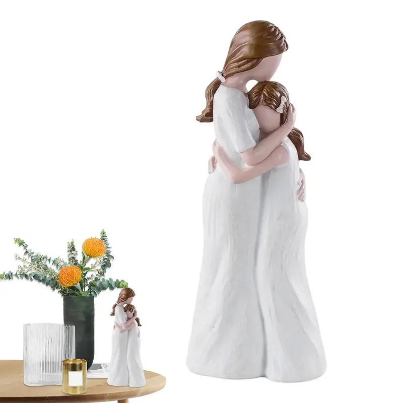 

Standing Mother Hugging Daughter Statue Resin Figurines Mother Embrace Resin Crafts Angel Desktop HomeDecoration For Living Room