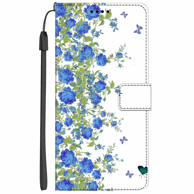 Elegant Leather Flip Wallet Cover - Premium Phone Case with Cat Design