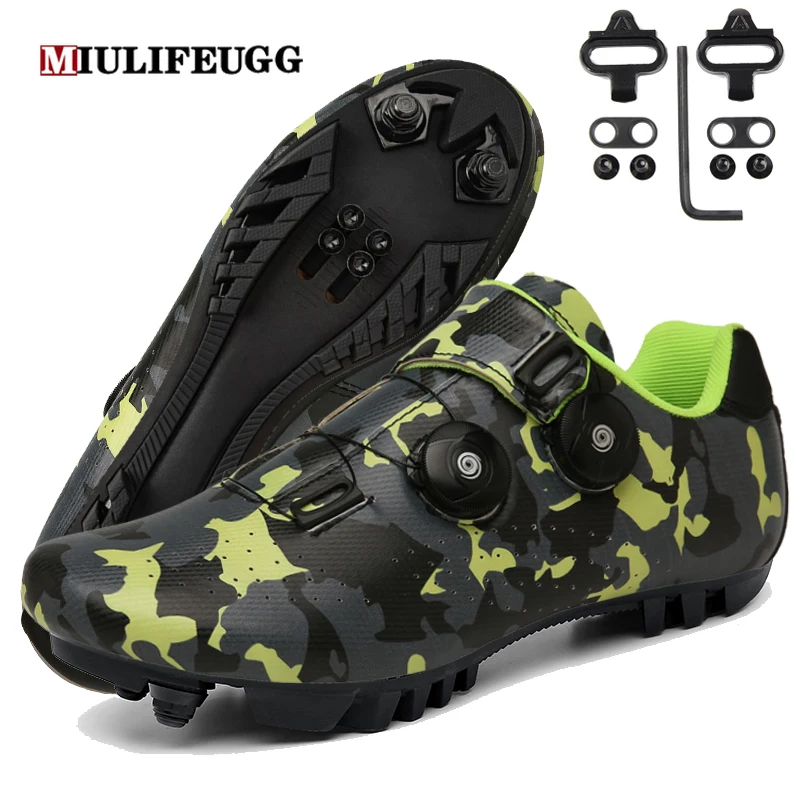 Cycling MTB Shoes with Clits Men Route Cleat Road Dirt Bike Flat Speed Sneaker Racing Women Bicycle Mountain Spd Biking