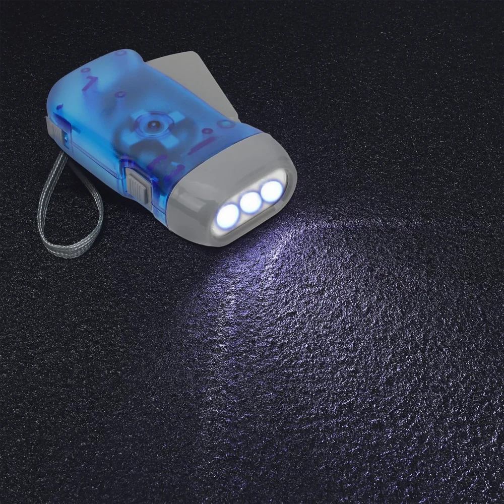 Small Flashlight Hand Crank 3Pcs Hand Held Crank Emergency Flashlights Camping, , Car Portable Flashlight for Hiking, Outdoor Sp - 5