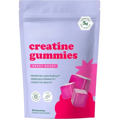 Berry Flavor Sugar Free Creatine Gummies Daily Health Nutrition & Lean Muscle Support，Gluten Free & Non GMO 36 Pieces Per Bag - Image 7