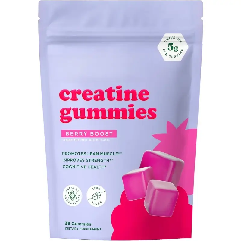 Berry Flavor Sugar Free Creatine Gummies Daily Health Nutrition & Lean Muscle Support，Gluten Free & Non GMO 36 Pieces Per Bag - Image 7