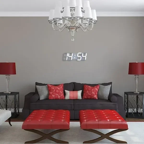 Description Picture 4 of item3D Digital LED Wall Clock Decoration for Home Glow Night Mode Electronic Watch Living Room Adjustable LED Clock Decor Clocks