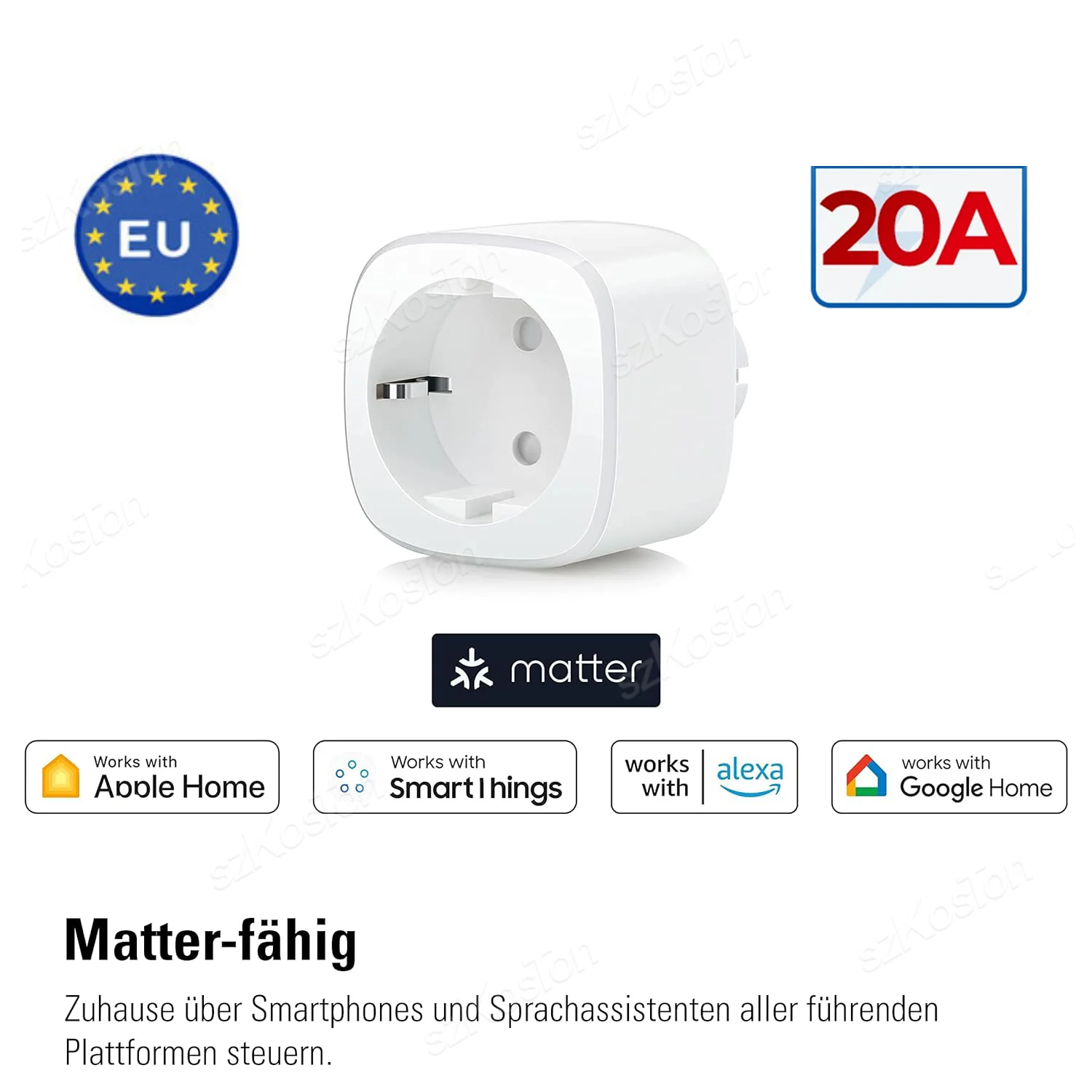 Matter WiFi Smart Plug 16A/20A EU Smart Socket Power Outlet Mini Smart Plug for HomeKit SmartThings Works with Siri Alexa Google image 7