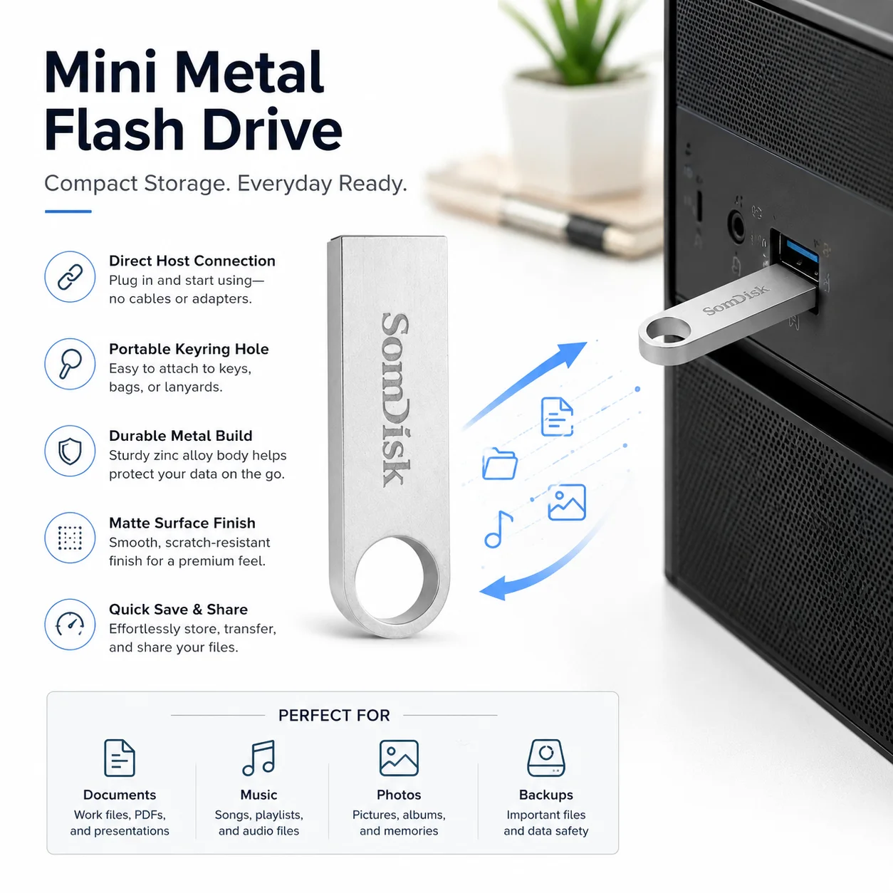 High-Capacity Waterproof USB Flash Drive - Available in 64GB, 128GB, 256GB