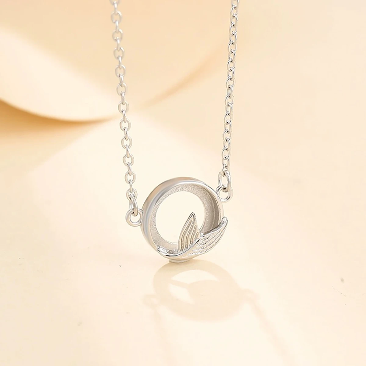 925 Sterling Silver Mermaid Tail Bezel Cup Pendant fit 8mm Cabochon Cameo Mounting Setting Necklace DIY Jewelry Making