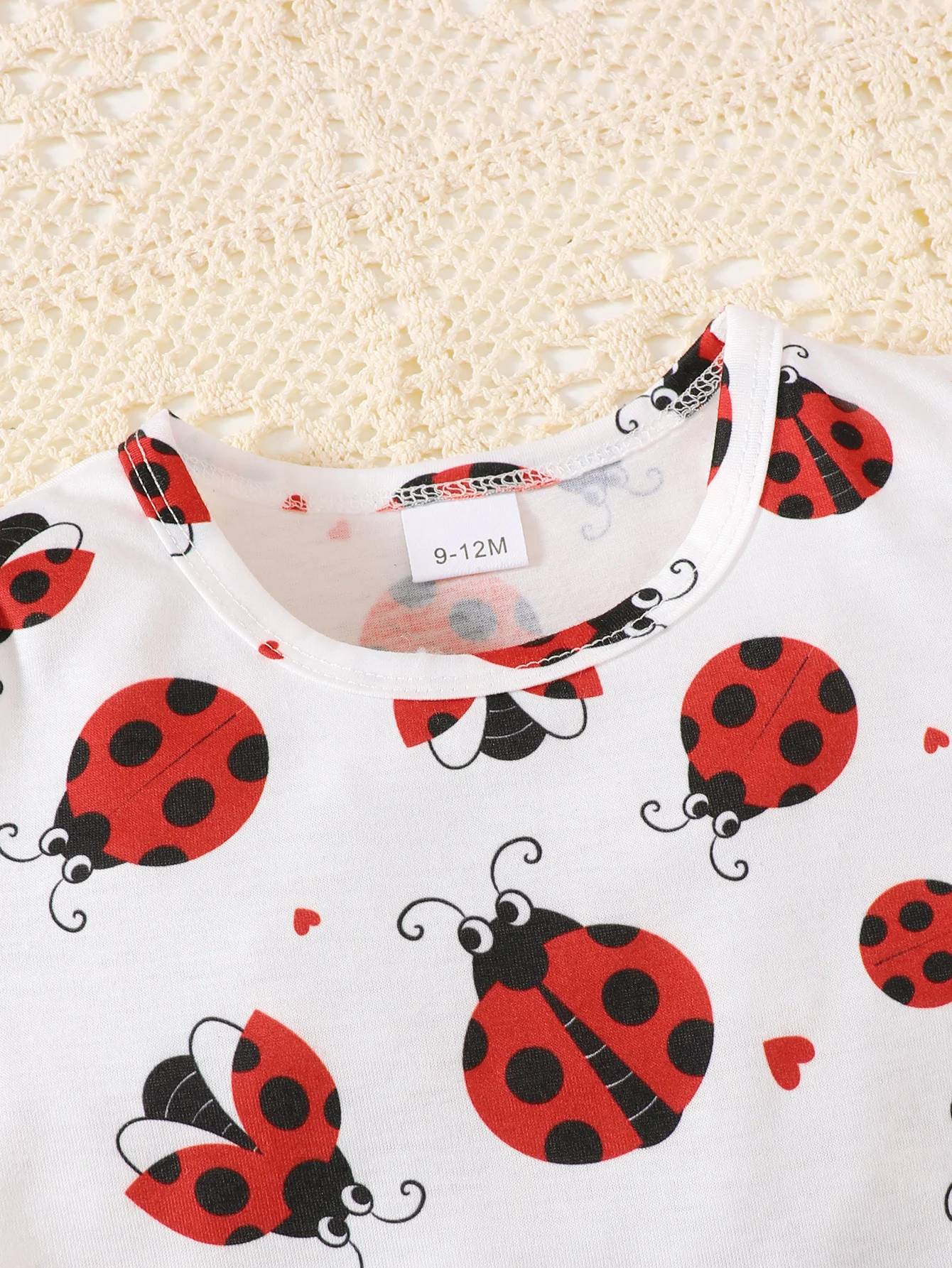 Baby Girl Ladybug Printed Outfit Set 3PCS Short Sleeve T-Shirt + Suspender Skirt+Headband for0-3Y Newborn Summer Casual Clothes 4