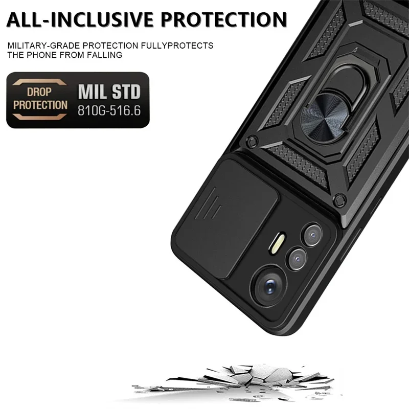 Rugged Military Grade Armor Phone Case with Magnetic Ring Stand Holder