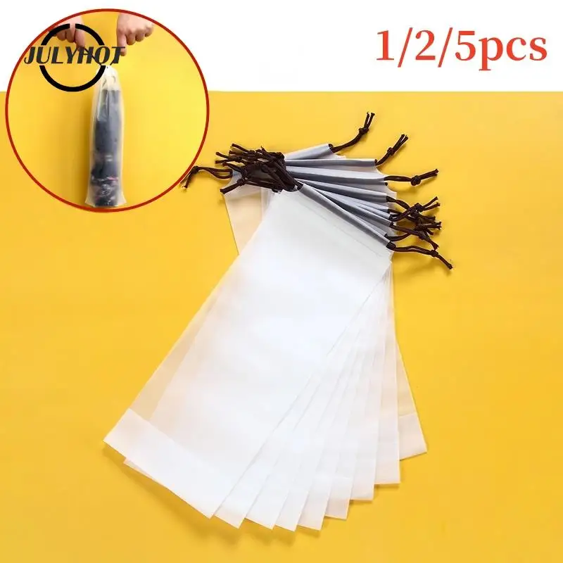 

1/2/5PCS Translucent Plastic Bag Umbrella Storage Bag Reusable Portable Umbrella Pull Cord Storage Cover Home Storage Organizer