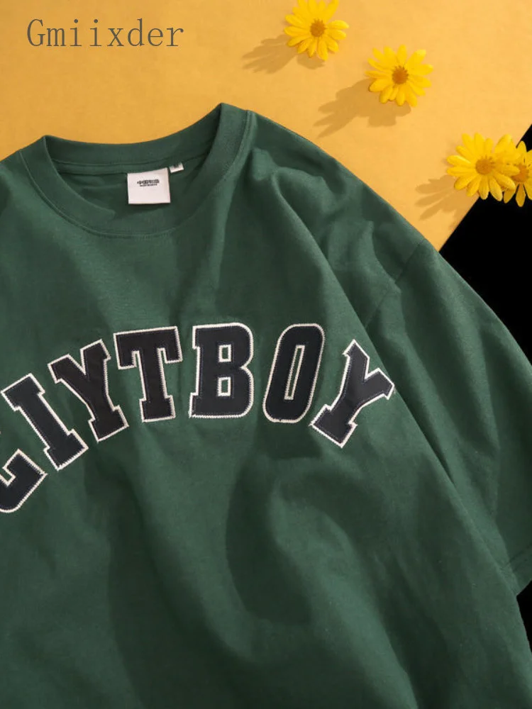 

Футболка с коротким рукавом в стиле хип-хоп, мужская летняя уличная женская футболка большого размера в американском ретро-стиле с буквенным принтом Cityboy