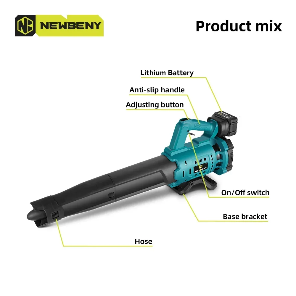 NEWBENY Electric Air Blower Efficient Speed Adjustable Cordless Household  Leaf Dust Snow Cleaner Tool For Makita 18V Battery 3