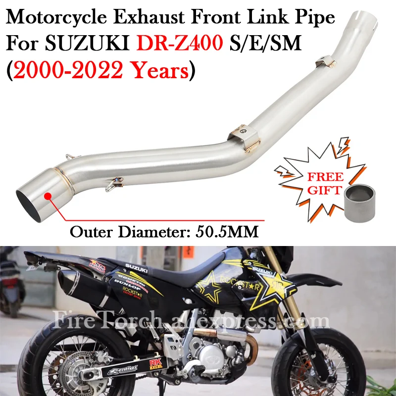 For SUZUKI DR-Z400 DRZ400 DR-Z DR Z 400 S E SM 2000 - 2022 Motorcycle Exhaust Muffler ORV Escape Moto Dirt Bike Middle Link Pipe