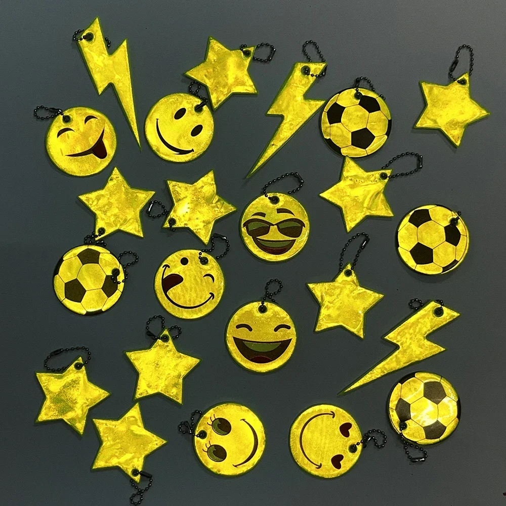 10PCS Reflective Star Simle Pendants Fashion Reflective Pendant Accessories Safety Reflective Pendants for Backpack Luggage 2