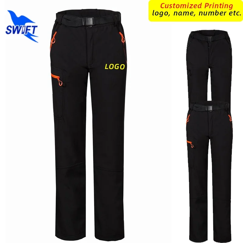 Customize LOGO Camping Hiking Softshell Pants Women Waterproof Thermal Fleece Trousers Outdoor Sport Trekking Skiing Clothing