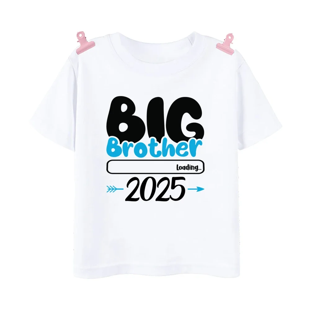 Big Brother Est 2025 Print Kid T-Shirt Child Summer T Shirt Tops Pregnancy Announcement Boys Shirts Toddler Short Sleeve Clothes 4