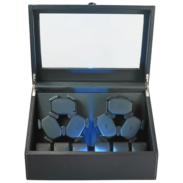 Remontoir de montres automatique pour 6 montres avec moteur silencieux, USB, LED, en cuir PU, boîte à montres mécanique à vitesse variable pour horloger 1