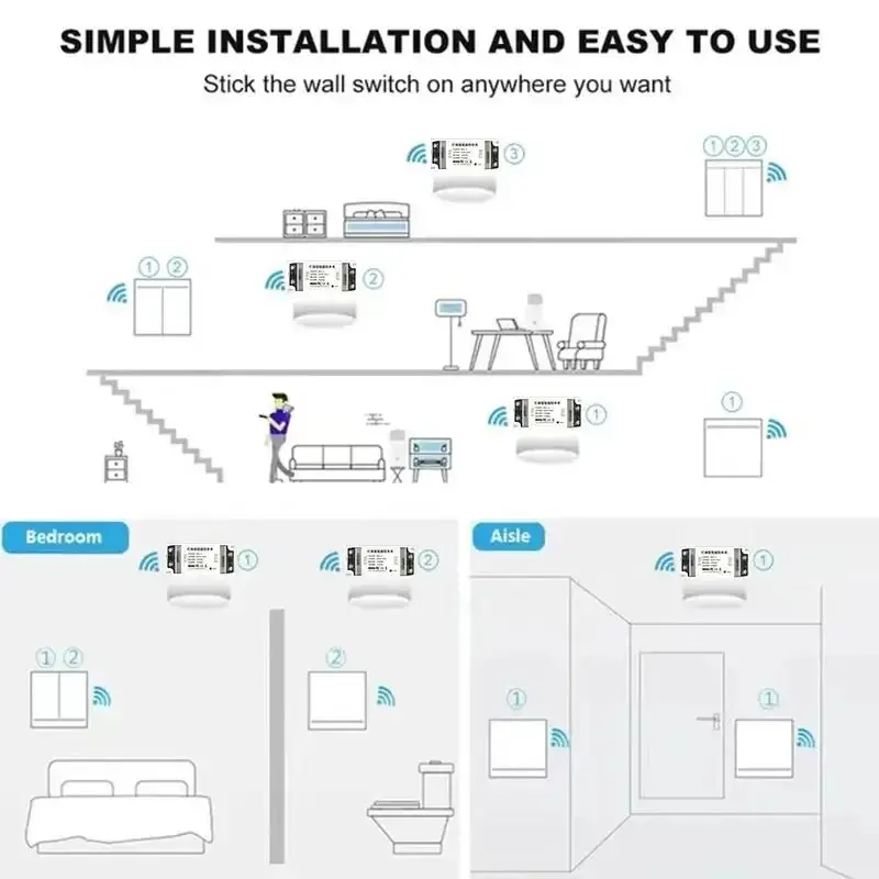 Smart Switch Wireless Switch 433Mhz RF Wall Light Switch Remote Control Relay for Lamp