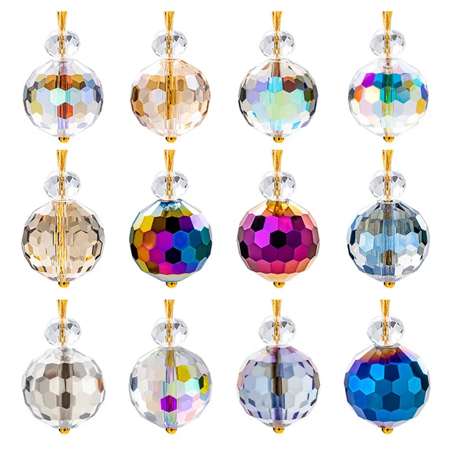 12Pcs Crystal Glass Christmas Balls Ornaments Colorful Prism Ball Hanging Ornament Clearance for Xmas Tree Decoration Home Decor