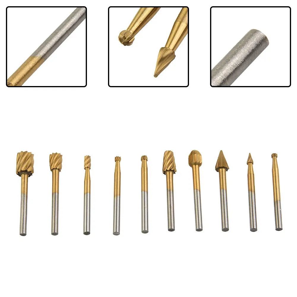 

10 Pcs HSS-Rotary Router Drill Bit Set Burr Tools Wood Drill Cutting DIY Routing Carving Electric Grinding Head EngravingTool