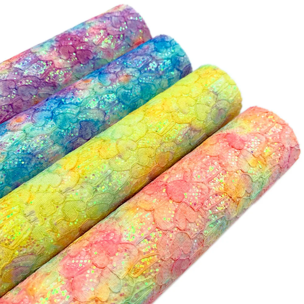 UltraChunkyIridescentLACERainbowGlitterSequinsFauxLeatherette