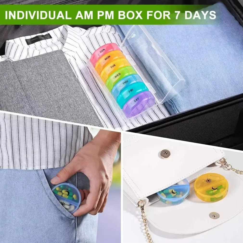 Weekly Medicine Storage Organizer - Portable Pill Box and Tablet Dispenser