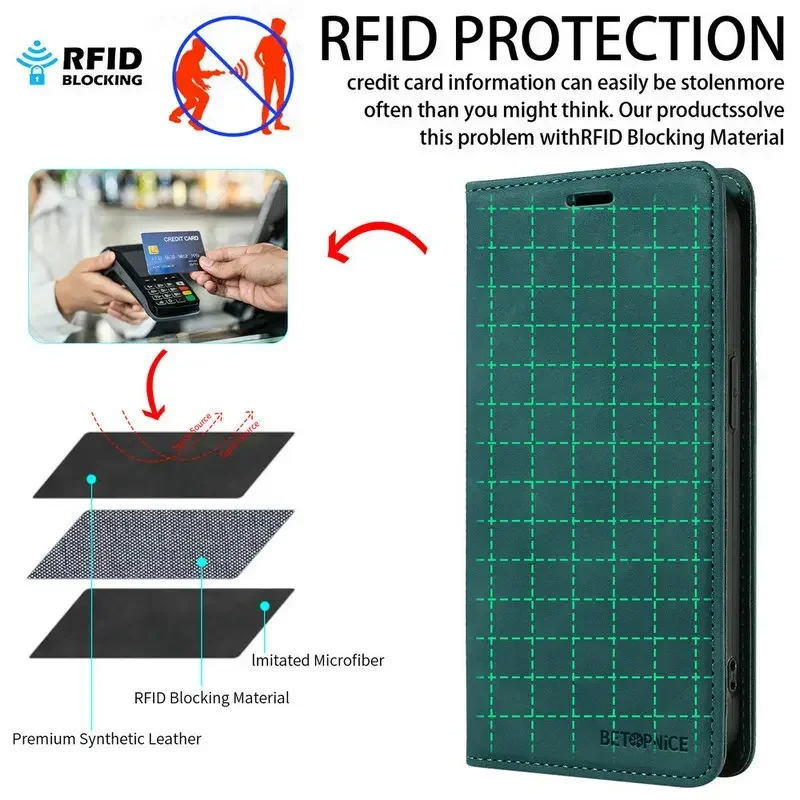 Power Luxury Leather RFID Wallet Case
