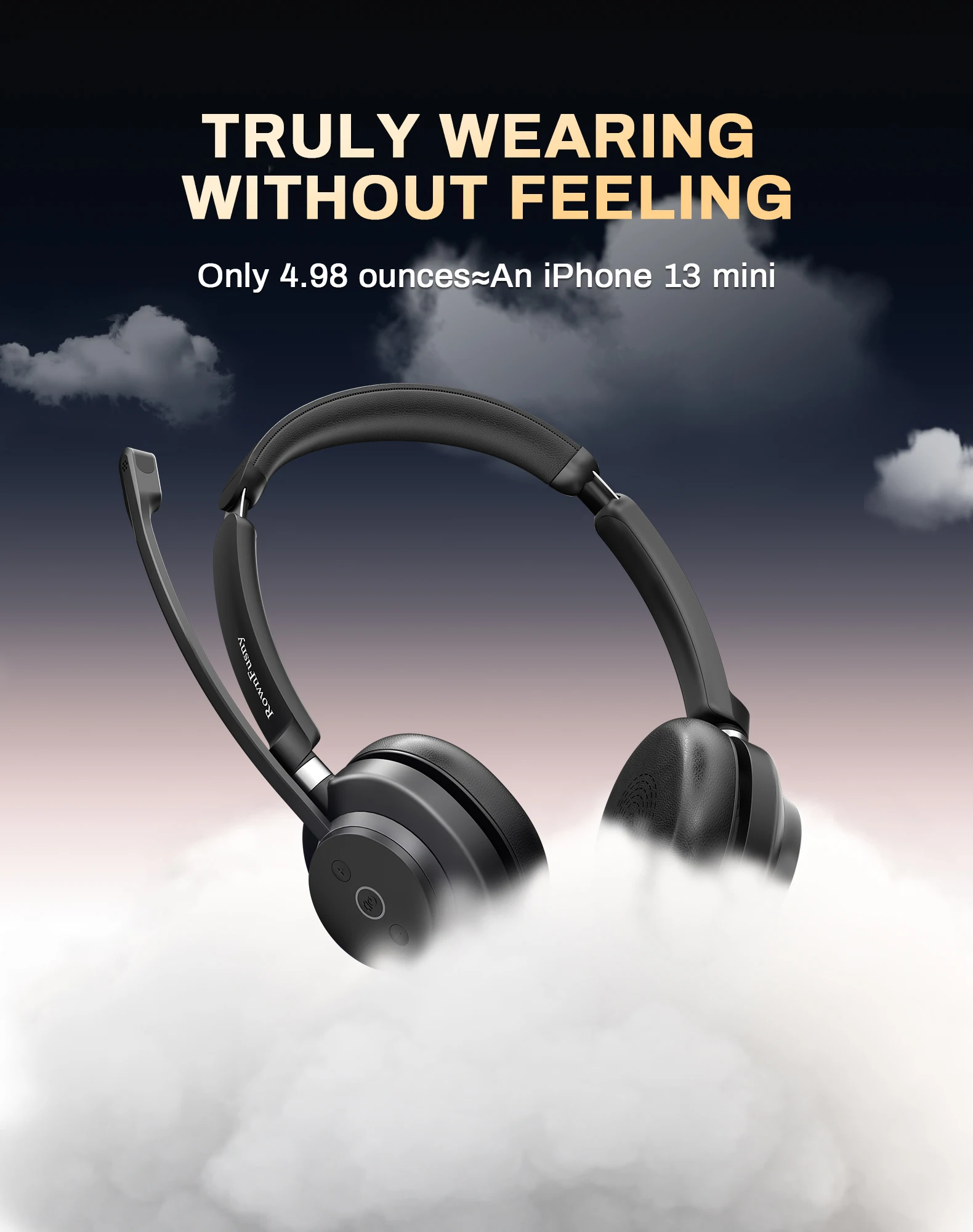 Rownfusny R02 Wireless Headset With Mic For Work Usb Dongle Bluetooth Over Ear Headphones For Call Center Noise Cancelling, Alina Gadgets