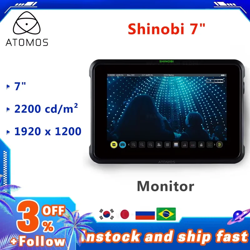 Atomos Shinobi 7 Inch 4K Photo and Video Portable Monitor 1920 x 1200 Touchscreen Display Video Monitors
