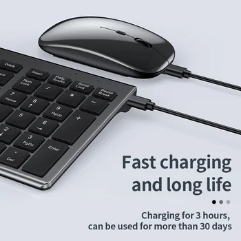 Jomaa Slim Rechargeable Bluetooth Keyboard and Mouse Set for Laptop Computer 2.4G USB Wireless Keyboard and Mouse Combo 3