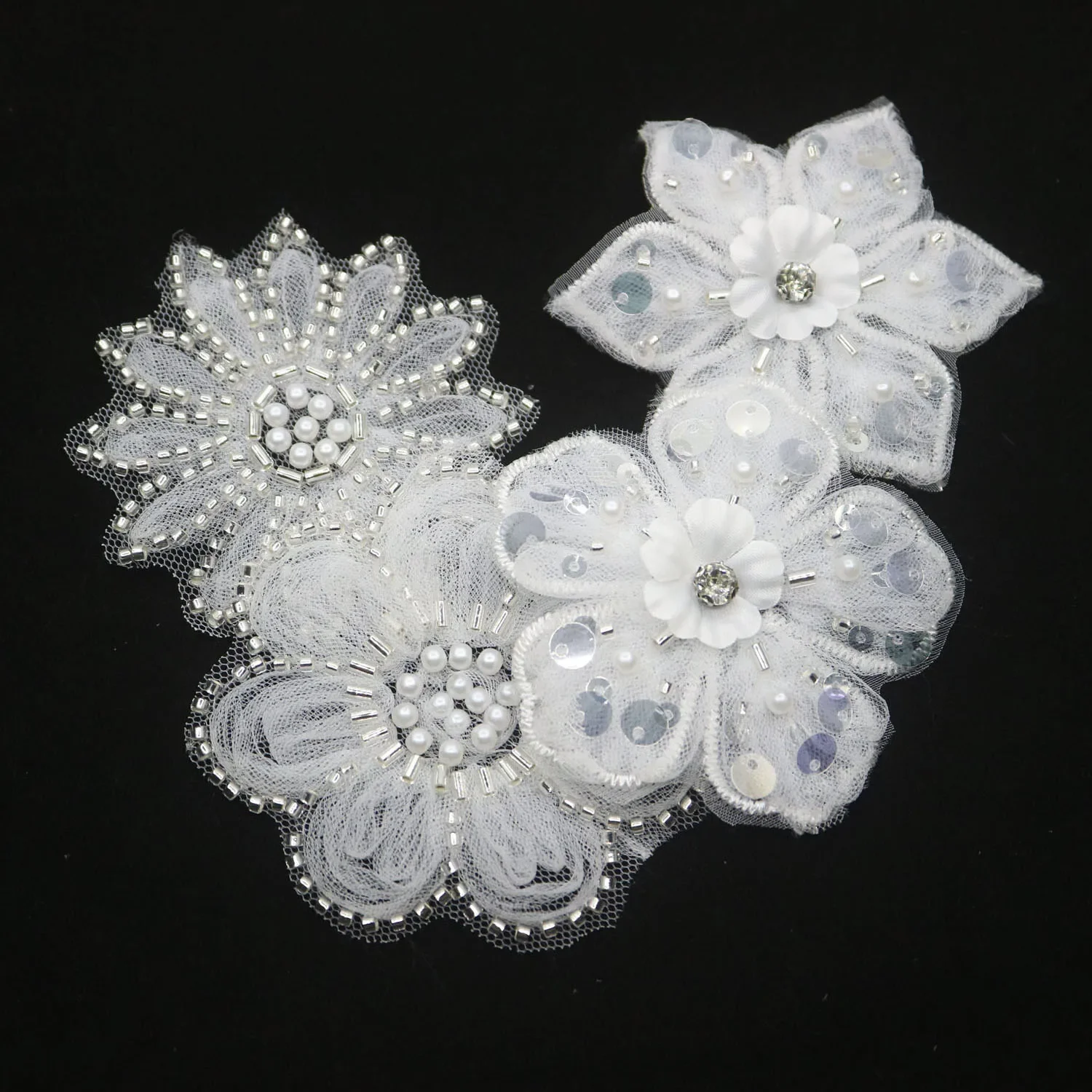 Fashion Tassel Heart Flower Beaded Embroidered Patches - Sew On Rhinestone Appliques For Clothing (2 Pieces)