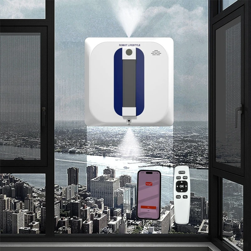 Robotic Window Cleaner RL4136, Fixed-point Cleaning, Spray Water, Tuya APP Voice Speech, Edge Detective 3