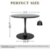 32 Inch Round Dining Table, Black Tulip Dining Table Tulip Table W/0.71" Thickness & Metal Pedestal Base for 2 to 4 People 2